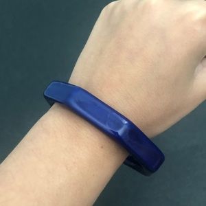 Vintage Lucite Plastic Blue Octagonal Bangle Bracelet